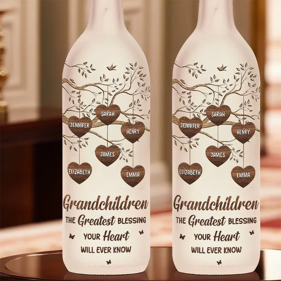 Befamtar's 'Like A Tree, Your Love Gives Me Roots And Wings' Family Personalized Custom Bottle Lamp - Gift For Mom, Grandma