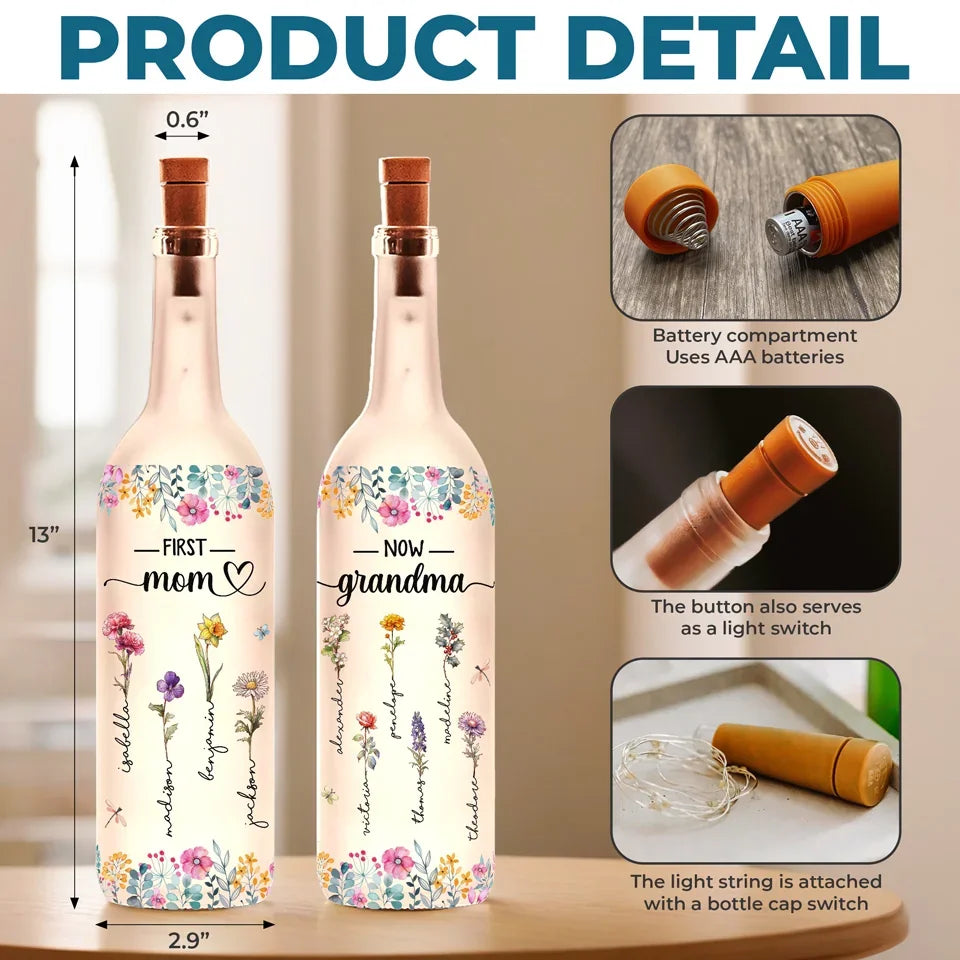 Befamtar Every Flower Reminds Me Of Your Kindness - Personalized Custom Bottle Lamp - Gift For Mom, Grandma