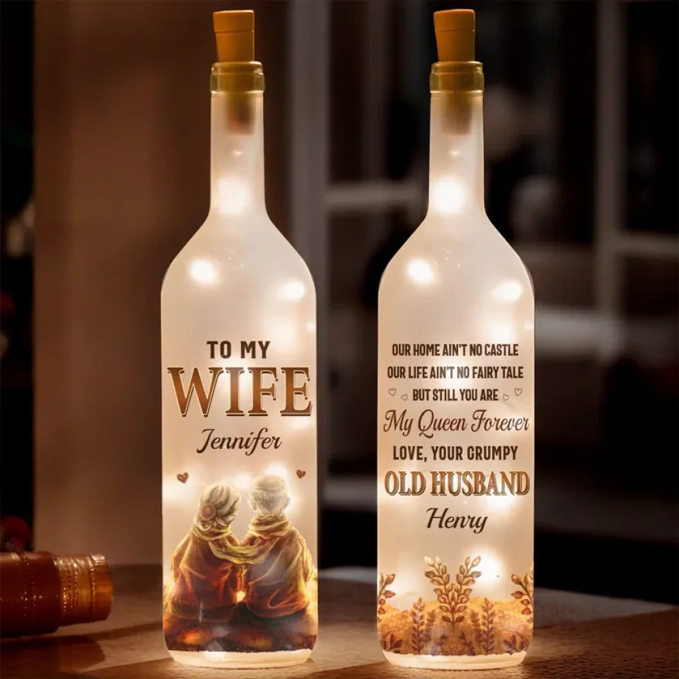 Befamtar's Forever Means Growing Old Hand In Hand - Couple Personalized Custom Bottle Lamp - Gift For Husband Wife, Anniversary