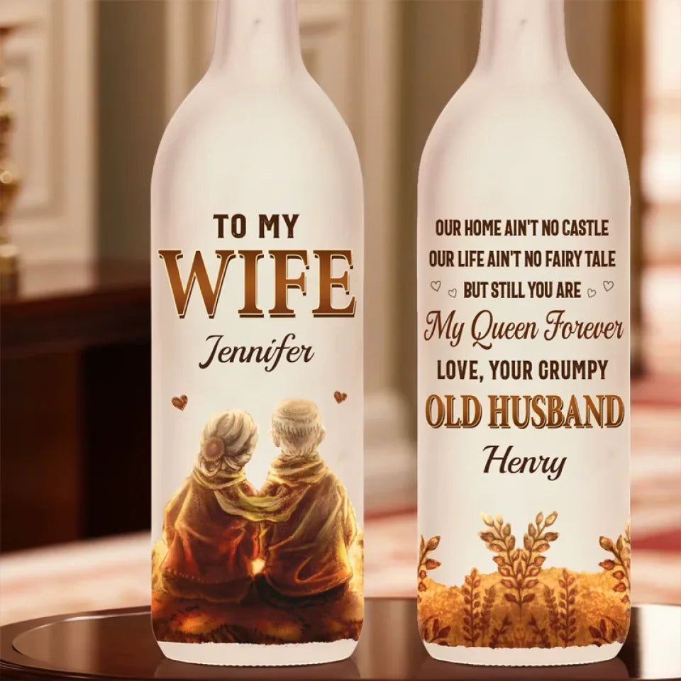 Befamtar's Forever Means Growing Old Hand In Hand - Couple Personalized Custom Bottle Lamp - Gift For Husband Wife, Anniversary