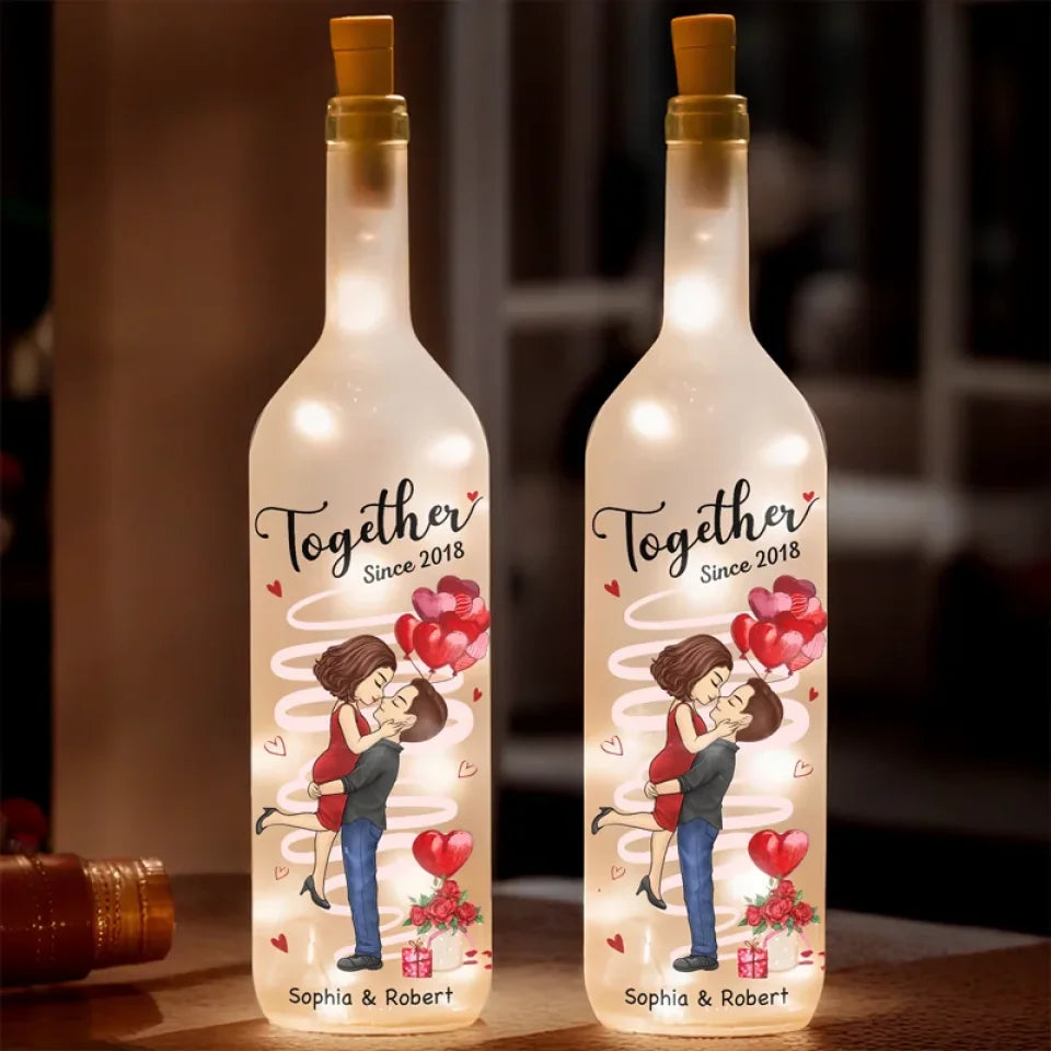 Befamtar With You, Together Feels Like Home - Couple Personalized Custom Bottle Lamp - Gift For Husband Wife, Anniversary