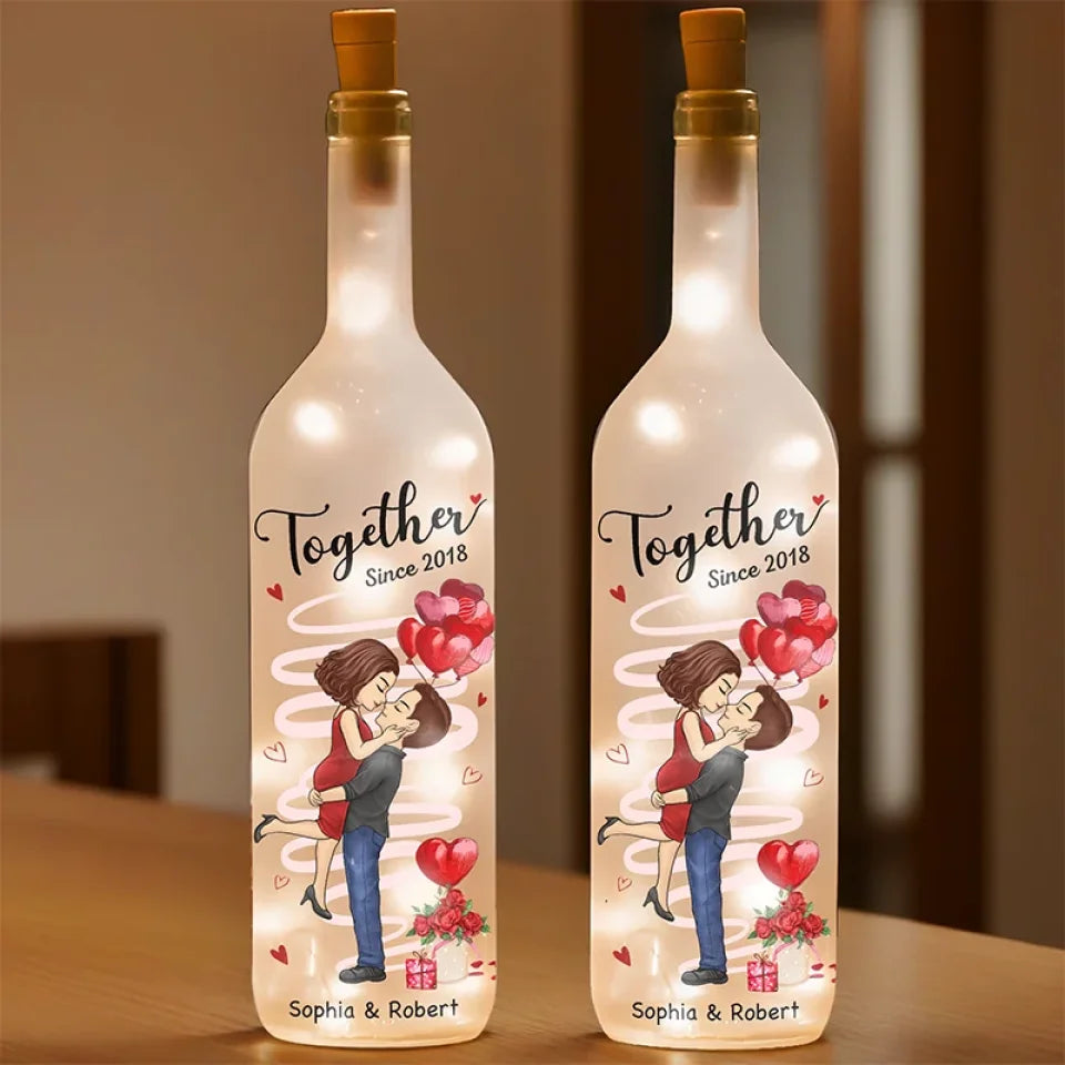 Befamtar With You, Together Feels Like Home - Couple Personalized Custom Bottle Lamp - Gift For Husband Wife, Anniversary