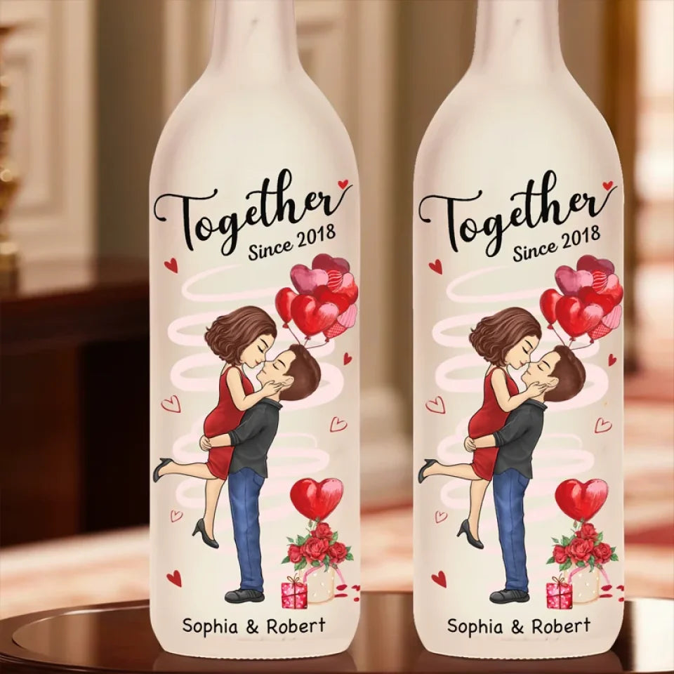 Befamtar With You, Together Feels Like Home - Couple Personalized Custom Bottle Lamp - Gift For Husband Wife, Anniversary