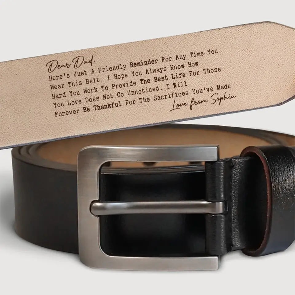 Befamtar The Gratitude Belt: Personalized Engraved Leather Belt for Dad & Grandpa