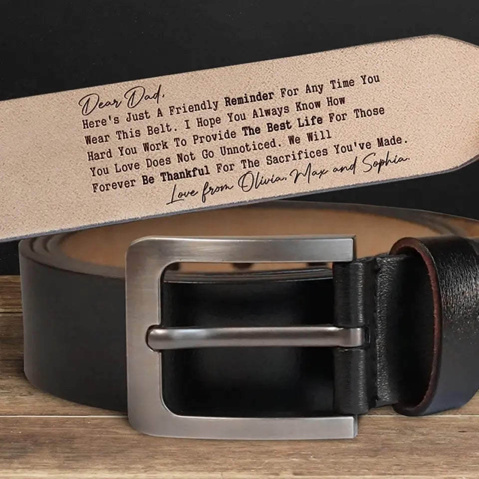 Befamtar The Gratitude Belt: Personalized Engraved Leather Belt for Dad & Grandpa