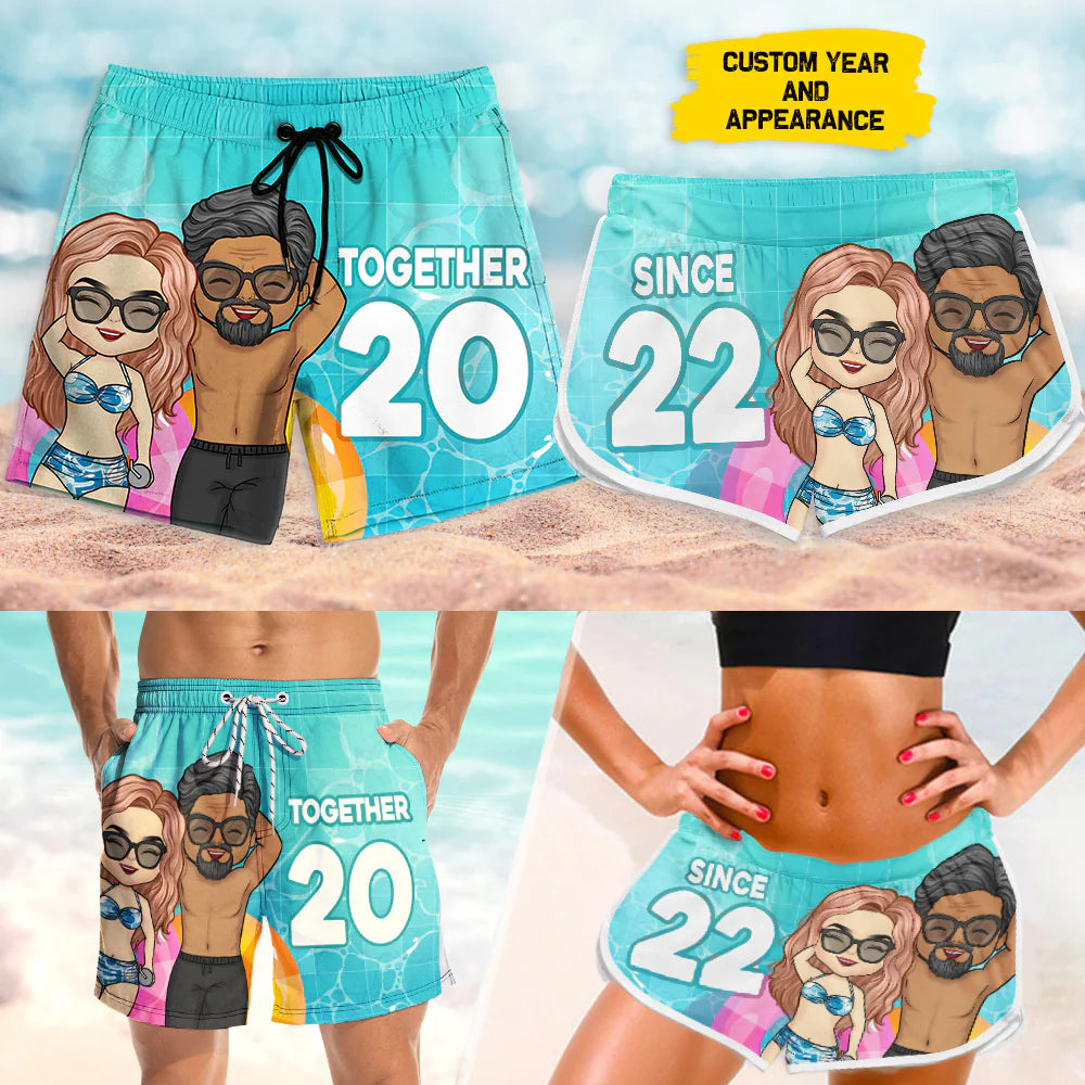 Befamtar  Since Day One: Personalized Matching Beach Shorts for Couples
