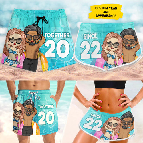 Befamtar  Since Day One: Personalized Matching Beach Shorts for Couples
