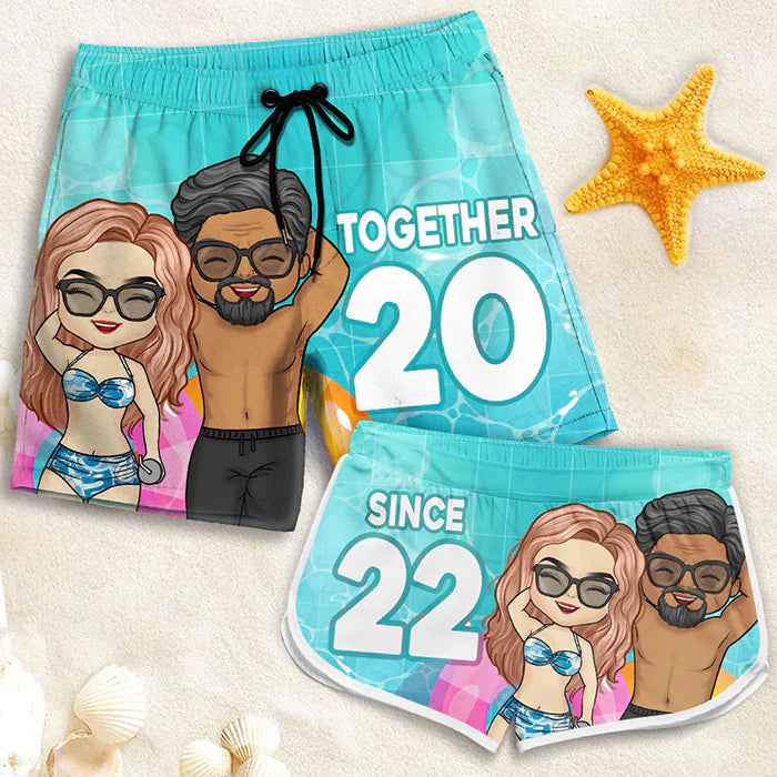 Befamtar  Since Day One: Personalized Matching Beach Shorts for Couples